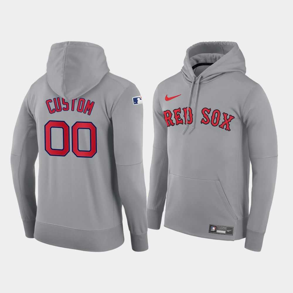 Men Boston Red Sox 00 Custom gray road hoodie 2021 MLB Nike Jerseys
